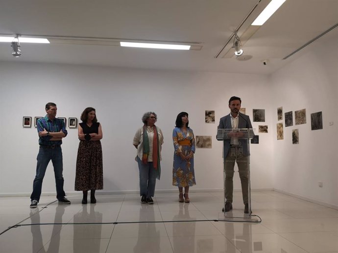El diputado de Cultura de la Diputación de Cáceres, Fernando Grande, inaugura la muestra de Beatriz Díaz en la sala de arte El Brocense