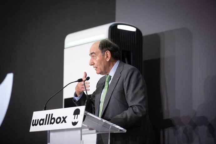 El presidente de Iberdrola, Ignacio Sánchez Galán, interviene en la inauguración de la nueva planta de Wallbox.