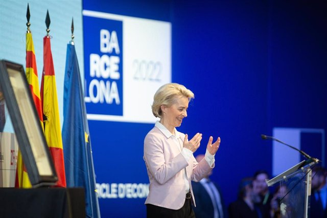 La presidenta de la Comisión Europea, Ursula von der Leyen, este viernes en la XXXVII Reunió Cercle d'Economia en Barcelona