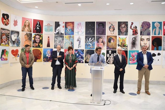 El presidente del Parlamento de Canarias, Gustavo Matos, en la presentación de la exposición 'Ilustradoras&Ilustradas'