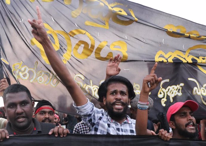 Manifestación estudiantil contra el Gobierno de Sri Lanka.