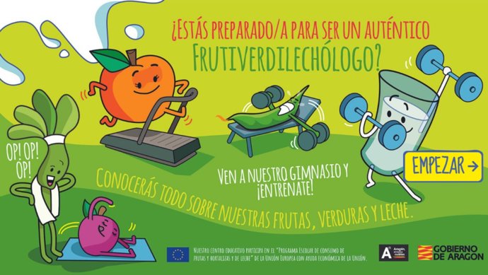 El alumnado aragonés aprende jugando sobre las frutas, hortalizas y leche.