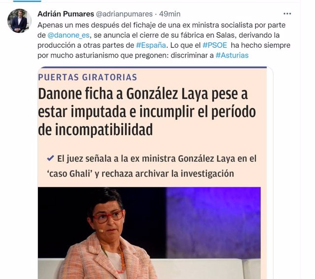 Tuit publicado por Adrián Pumares.