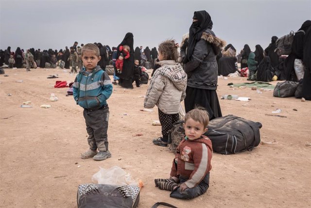Niños en el campamento de Al Hol, en Siria, donde están recluidos los familiares de milicianos del Estado Islámico