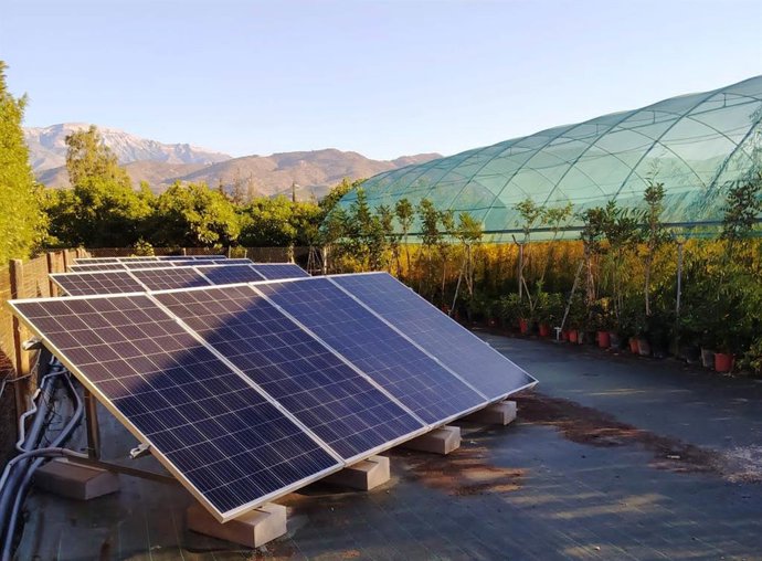 Archivo - Paneles fotovoltaicos en el vivero de la Diputación de Málaga