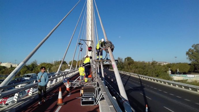 Archivo - Revisiones en el puente del Alamillo