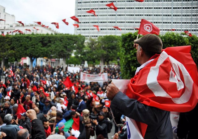 Manifestación de respaldo al presidente de Túnez, Kais Saied 