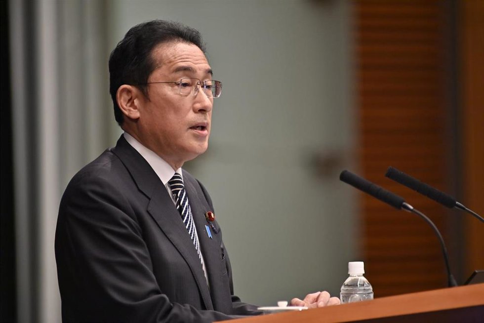 26 April 2022, Japan, Tokyo: Japan's Prime Minister Fumio Kishida speaks during a press conference in Tokyo. Photo: -/ZUMA Press Wire/dpa