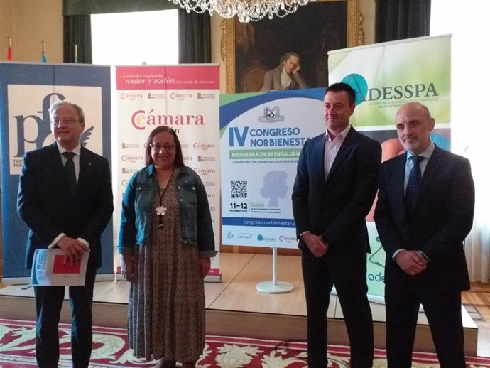 Presentación en el Ayuntamiento de Gijón del IV Congreso Norbienestar, que se celebrará en el recinto ferial gijonés 'Luis Adaro' los días 11 y 12 de noviembre