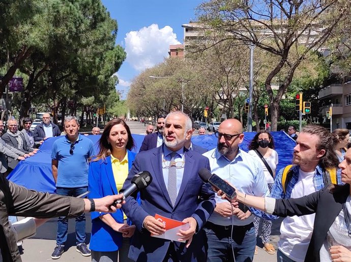 El líder de Cs en el Parlament, Carlos Carrizosa; la presidenta de Cs en Barcelona, Luz Guilarte, y el eurodiputado, Jordi Cañas.