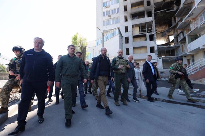 El presidente del Consejo Europeo, Charles Michel, visita la ciudad ucraniana de Odesa.