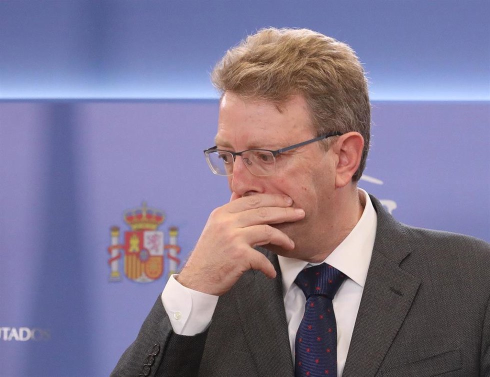 El portavoz del PDeCAT en el Congreso, Ferran Bel, ofrece una rueda de prensa en el Congreso.