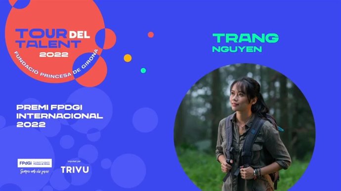 Cartel anunciando la ganadora del Premio Internacional FPdGi 2022, Trang Nguyen