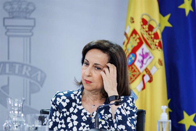 La ministra de Defensa, Margarita Robles, en una rueda de prensa tras la reunión del Consejo de Ministros
