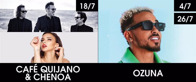 Cartel de los conciertos de Ozuna, Chenoa y Café Quijano en Starlite 2022