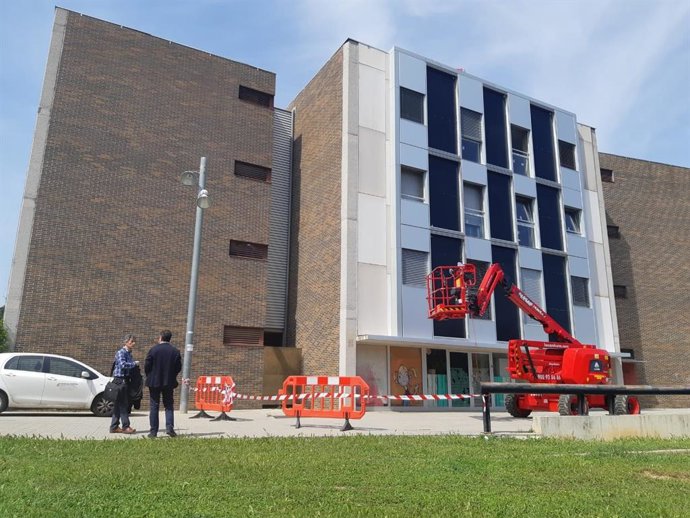 Las obras en la fachada del edificio de Sant Quirze del Valls