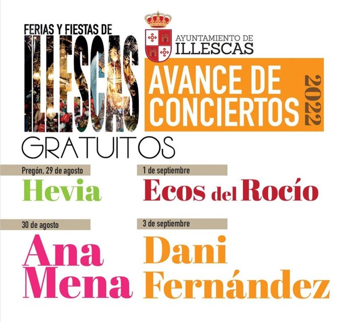 Cartel con los conciertos de las fiestas patronales de Illescas