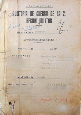 Imagen de uno de los archivos de los consejos de guerra del franquismo.
