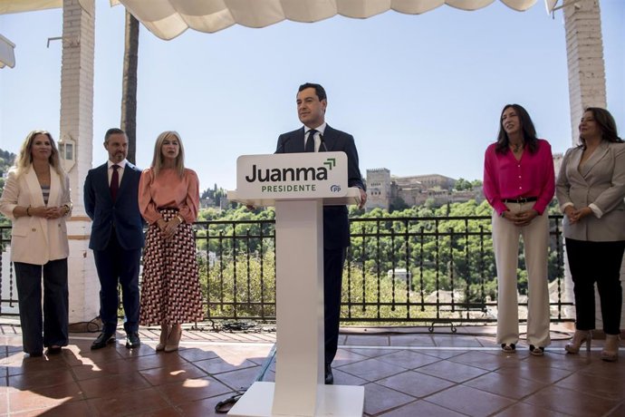 El presidente de la Junta de Andalucía, Juanma Moreno, este miércoles en Granada