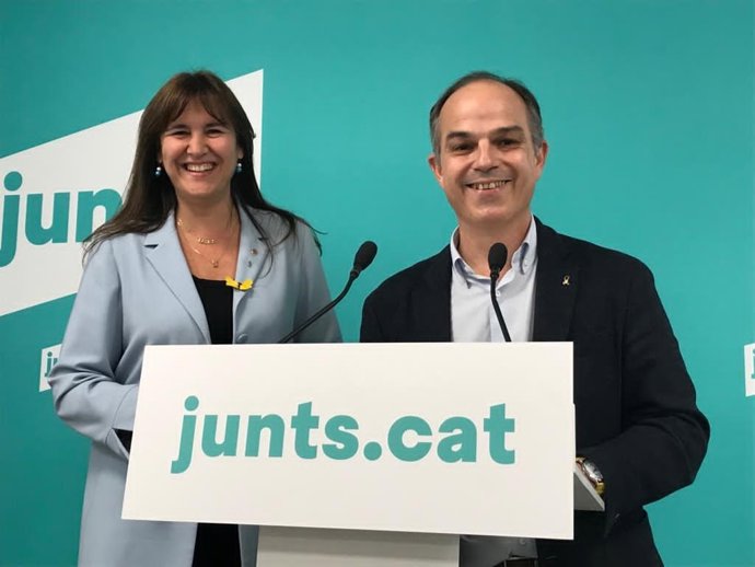 La presidenta del Parlament, Laura Borrs, i l'exconseller i vicepresident de Junts, Jordi Turull