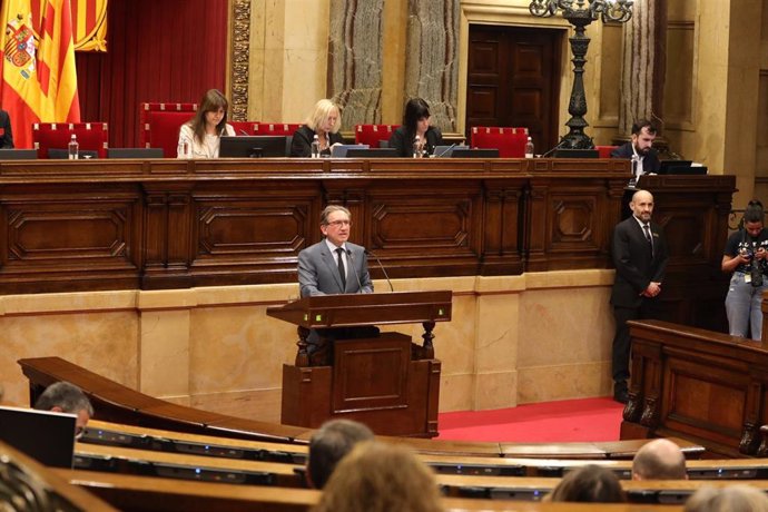 El conseller de Economía y Hacienda, Jaume Giró, defiende el proyecto de ley del Plan Estadístico de Catalunya 2023-2028.