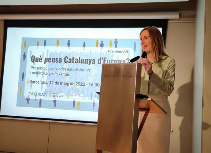La consellera de Acción Exterior de la Generalitat, Victria Alsina, en la clausura del acto '¿Qué piensa Catalunya de Europa?'