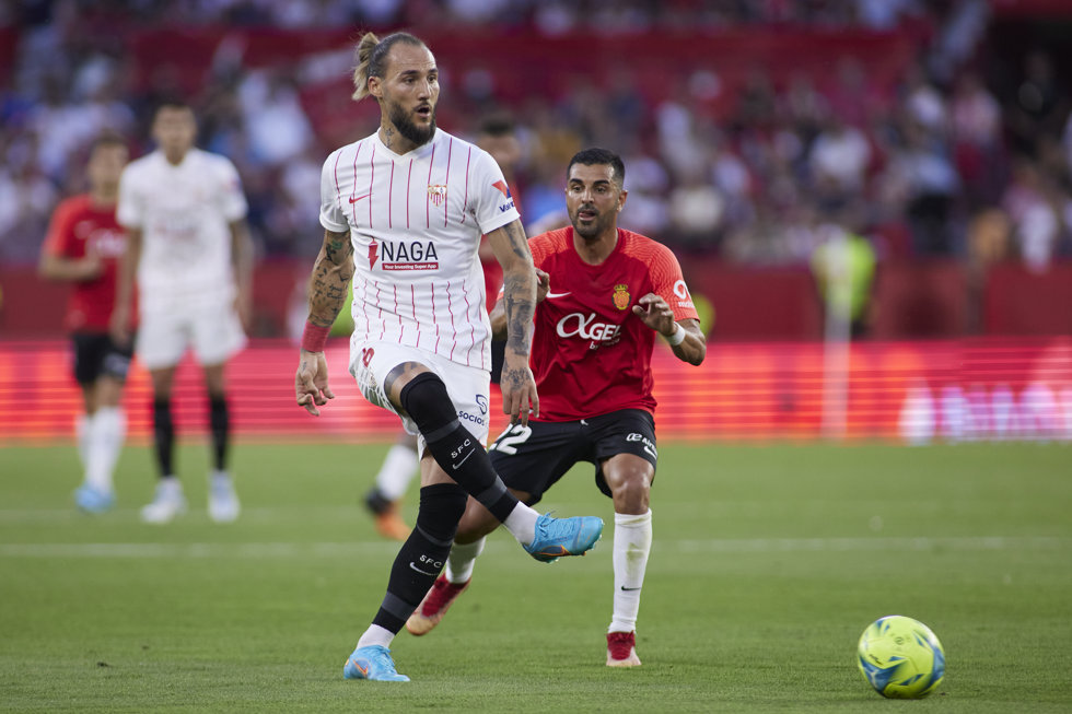 Nemanja Gudelj of Sevilla FC in action during the spanish league, La Liga Santander, football match played between Sevilla FC and RCD Mallorca at Ramon Sanchez-Pizjuan stadium on May 11, 2022, in Sevilla, Spain.