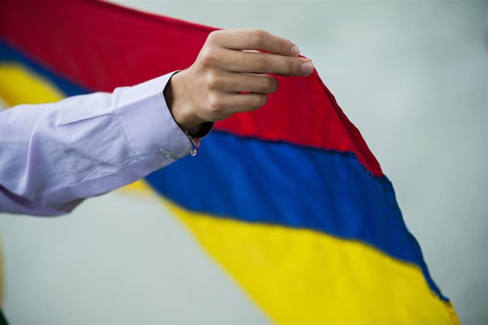 Foto de archivo de una bandera colombiana