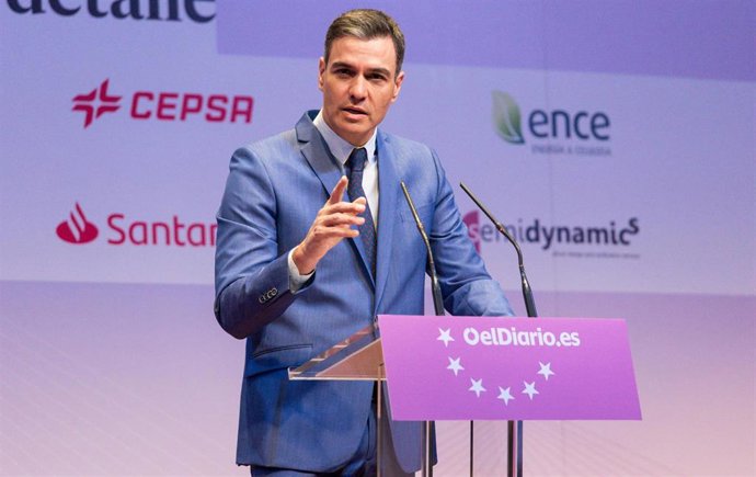 El presidente del Gobierno, Pedro Sánchez, inaugura la segunda  edición de las Jornadas de Fondos Europeos de Recuperación, en el Museo Nacional Centro de Arte Reina Sofía, a 12 de mayo de 2022, en Madrid (España). 