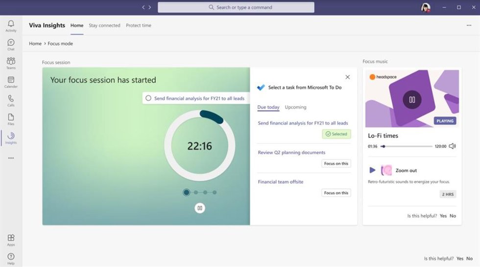 Interfaz de uno de los módulos de Microsoft Viva