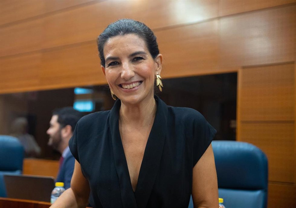 La portavoz de Más Madrid en la Asamblea de Madrid, Mónica García, durante un pleno en la Asamblea de Madrid, a 12 de mayo de 2022, en Madrid (España). Durante el pleno, Vox ha vuelto a insistir en eliminar la figura del viceconsejero de cada una de las