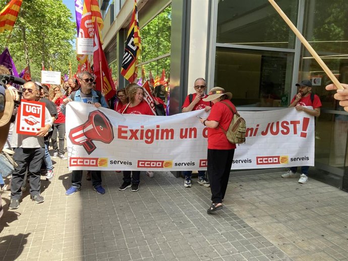 Momento de la manifestación de los trabajadores del sector Contact Center.