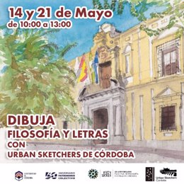 Cartel del evento para dibujar la Facultad de Filosofía y Letras.