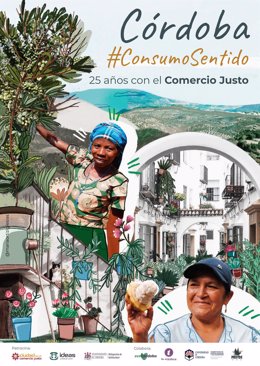 Cartel por el 14 de mayo, Día Mundial del Comercio Justo, con actividades en distintos barrios de Córdoba.