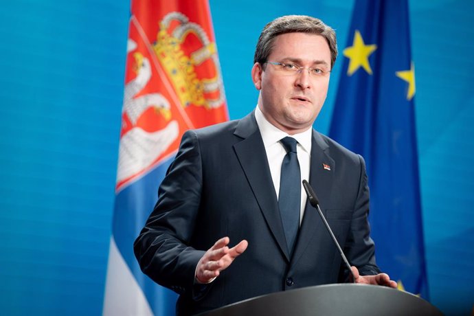 Archivo - 04 March 2021, Berlin: Serbian Foreign Minister Nikola Selakovic, speaks during a joint press conference with German Foreign Minister Heiko Maas at the Federal Foreign Office. Photo: Kay Nietfeld/dpa Pool/dpa