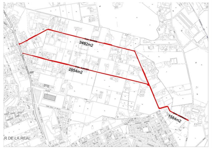 Mapa de las actuaciones de asfaltado en algunas calles de Establiments.