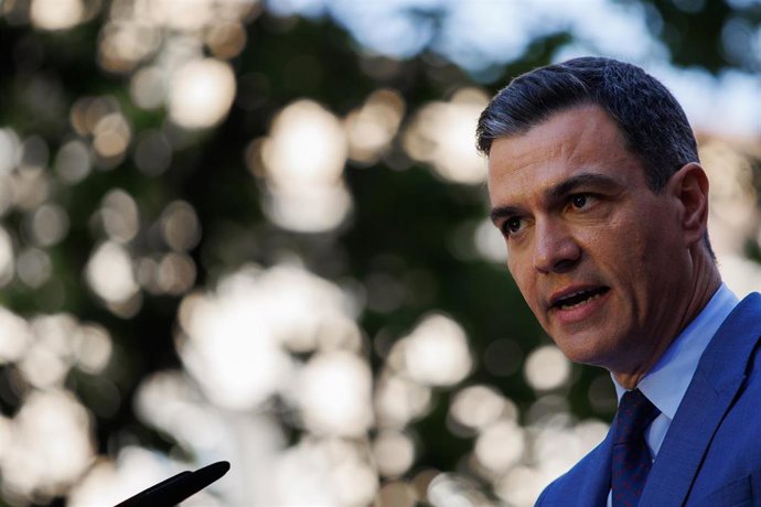 El presidente del Gobierno, Pedro Sánchez, interviene en la celebración del LXXII Aniversario de la Declaración Schuman con motivo del Día de Europa, en el Senado, a 9 de mayo de 2022, en Madrid (España). A este acto se suman los celebrados en distintos