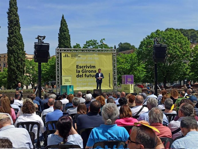 El presidente de la Generalitat, Pere Aragons, en un acto de ERC en Girona