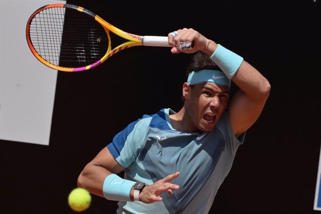 11 May 2022, Italy, Rome: Spanish tennis player Rafael Nadal in action against US' John Isner during their men's singles round of 32 match of the Italian Open tennis tournament. Photo: Alfredo Falcone/LaPresse via ZUMA Press/dpa