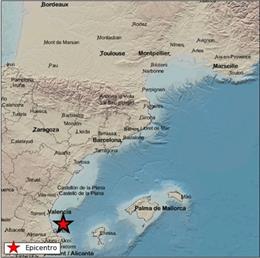 Registrado un terremoto de magnitud 2,3 frente a la costa de Cullera