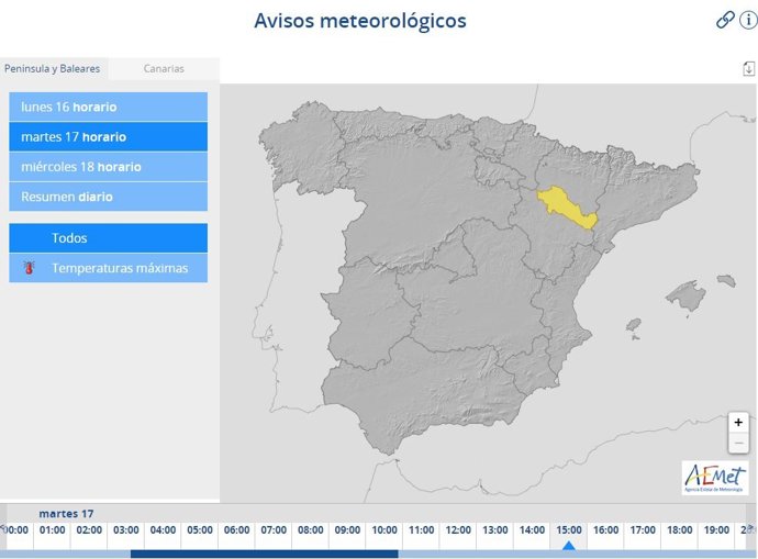 Previsión de alertas metereológicas para el martes 17 de mayo de 2022