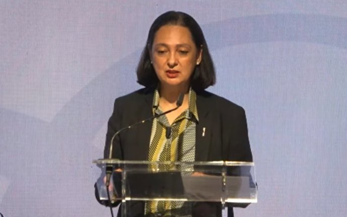 La presidenta de Barcelona Global, Aurora Cat, aquest dilluns a Barcelona Tribuna