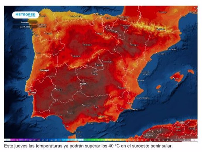 Mapa de temperaturas previsto para esta semana.