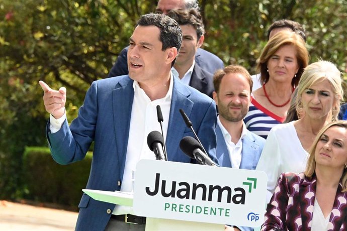 El presidente del Partido Popular de Andalucía, Juanma Moreno, en el acto de presentación de los 109 candidatos del PP de Andalucía para las elecciones autonómicas del 19 de junio. (Foto de archivo).