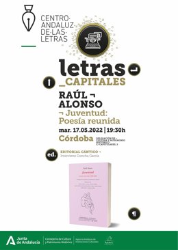 Cartel de la presentación del poemario de Raúl Alonso 'Juventud. Poesía reunida 2000-2020'.