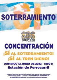 SOS Talavera y su comarca se concentra el 12 de junio para reclamar el soterramiento de las vías del AVE en la ciudad