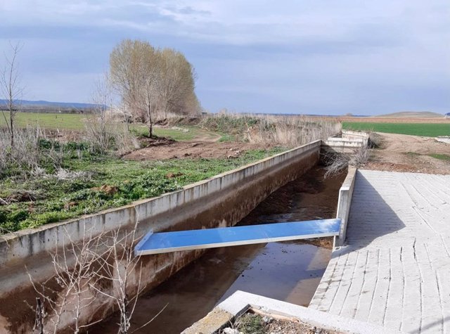 Rampa instalada por la CHD en el canal de Villalaco, en Palencia.