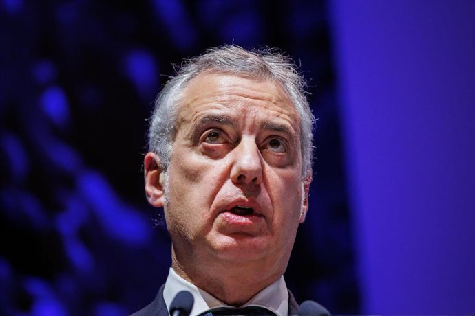 El Lehendakari Iñigo Urkullu interviene en la conferencia El modelo vasco de Desarrollo Humano Sostenible, en CaixaForum, a 28 de abril de 2022, en Madrid