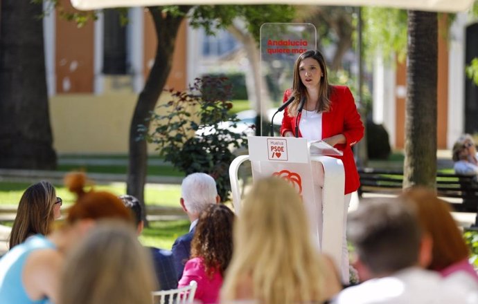 La candidata número uno por el PSOE de Huelva para el Parlamento andaluz, María Márquez, en la presentación del proyecto de la formación para la provincia de Huelva.