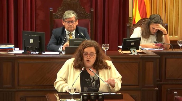 La diputada del PSIB Beatriz Gamundí, durante la defensa de la PNL.